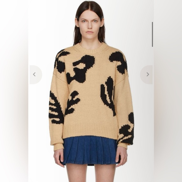 Frame Denim Sweaters - FRAME Beige 100% Cotton Printed Knit Oversized Long Sleeve Sweater